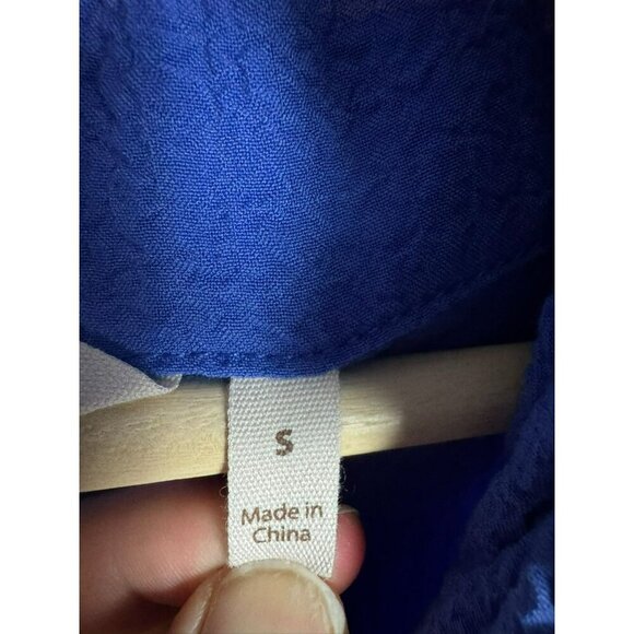 Soft Surroundings Island Time Tunic Top Size Small Blue Crinkle Ruffle Neck - Picture 8 of 11